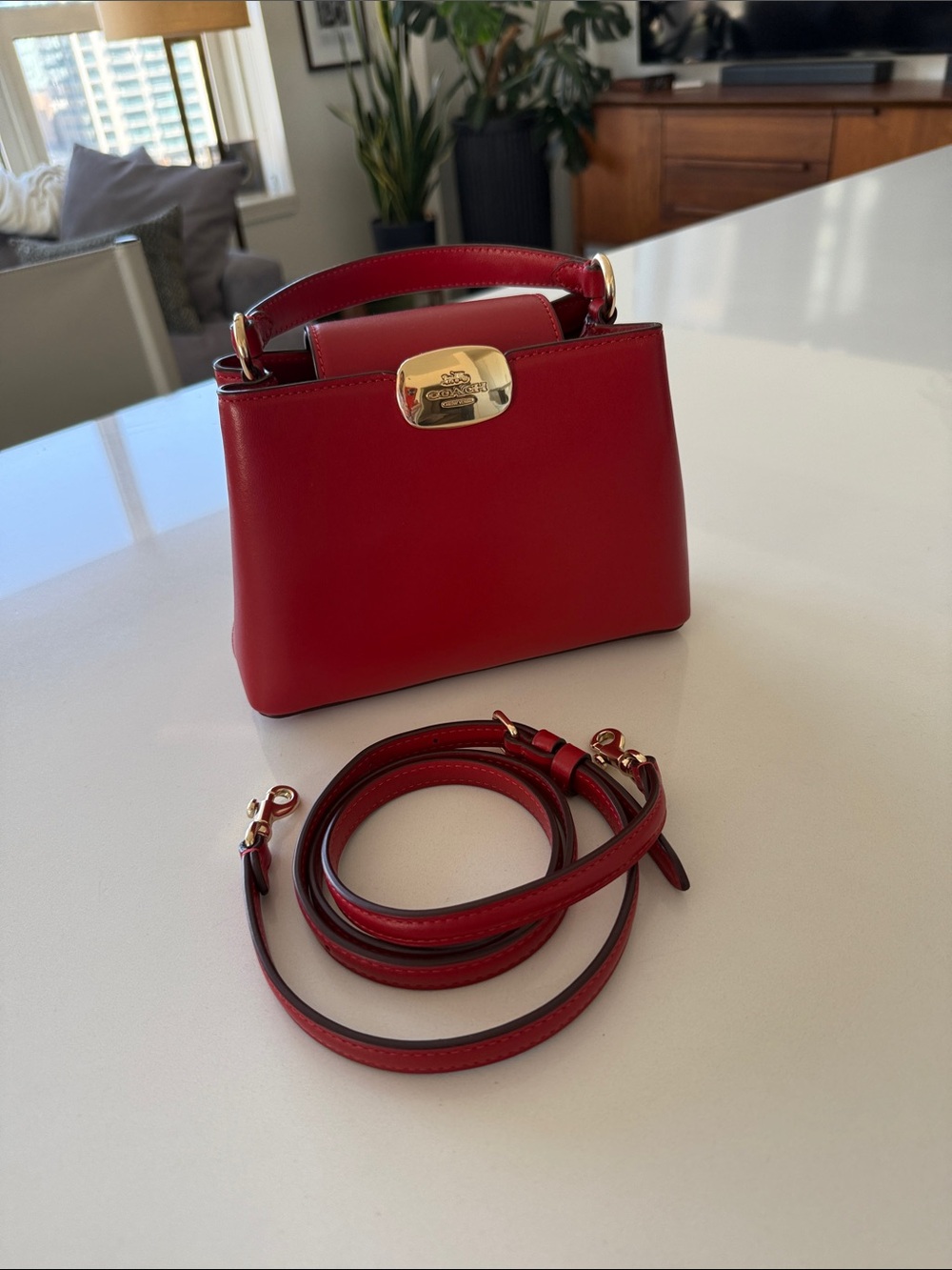 Coach Red Mini Top-Handle Bag with Gold Hardware. So many compliments!!